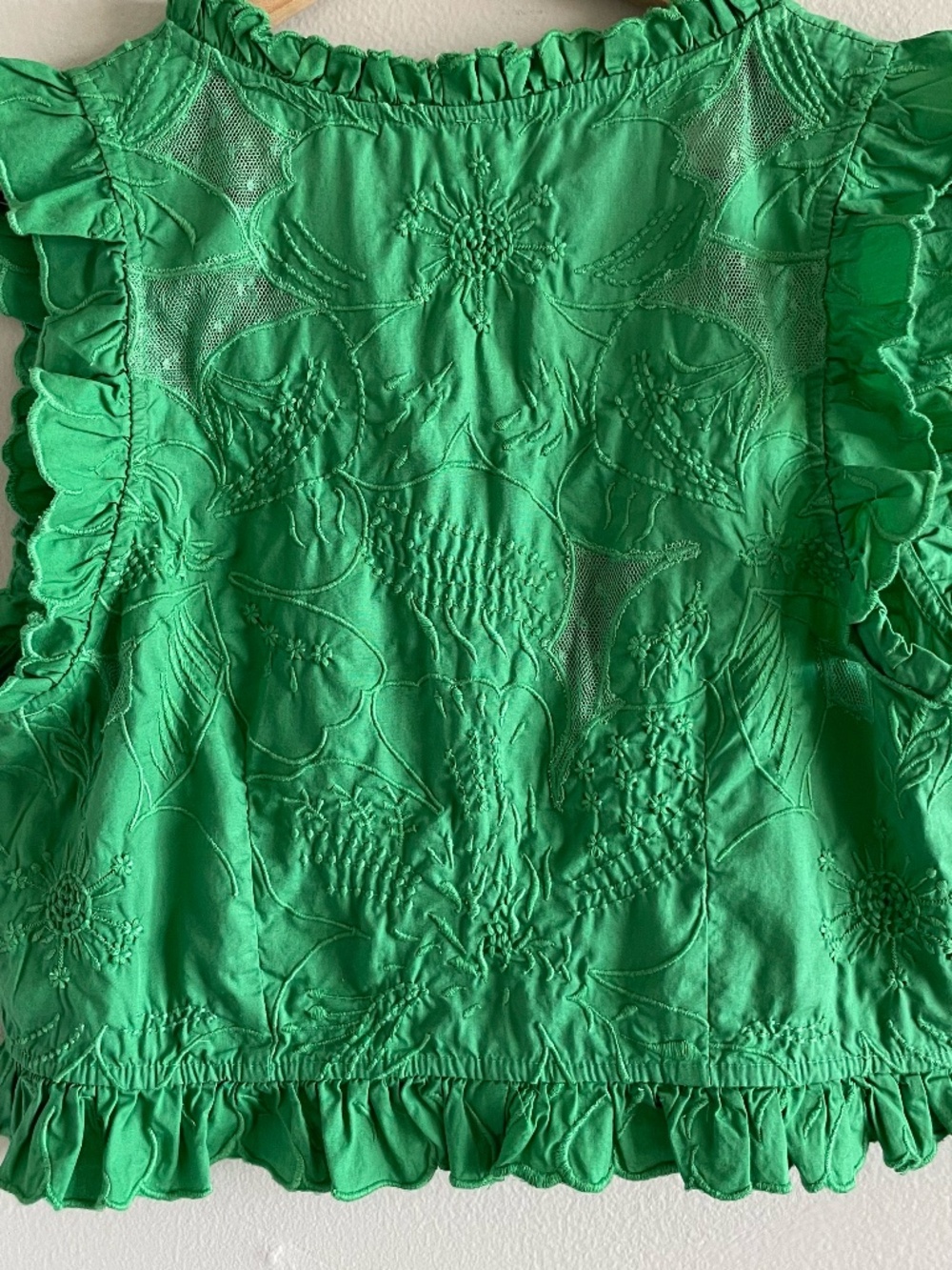 Free People All The Ways Top Grass Green Embroidered XS NWT - Picture 13 of 16